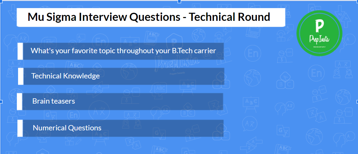 Mu Sigma Technical Round Question and Answer 2019