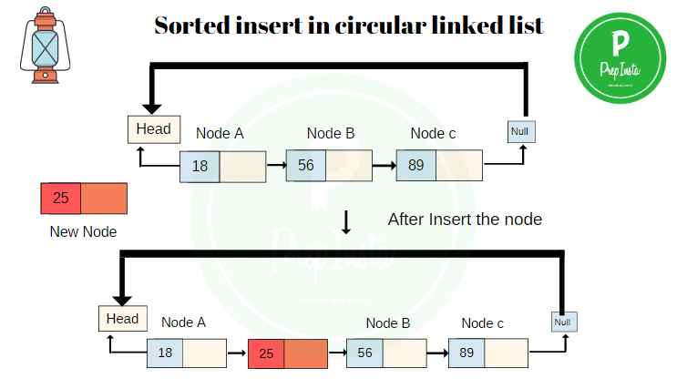 sorted insert in circular linked list