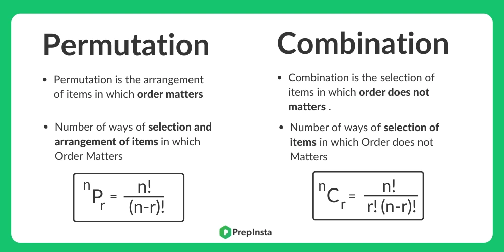 Formulas for Permutation and Combinations | PrepInsta