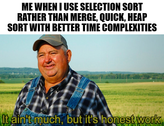 Selection sort in C meme
