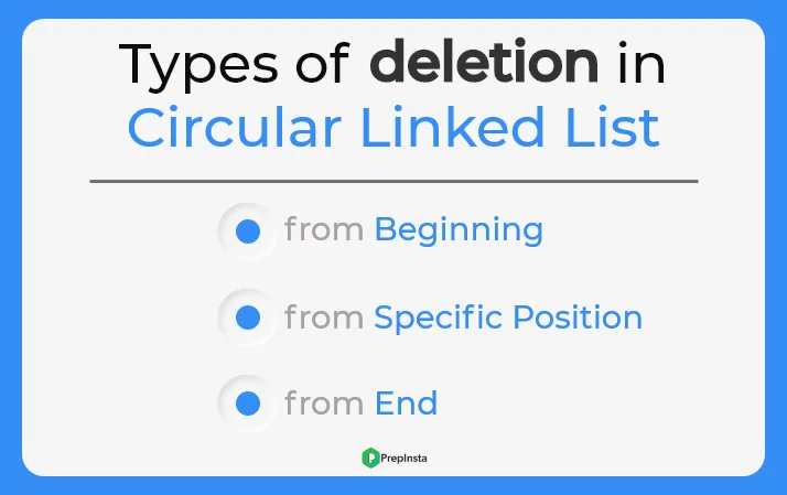 Types of deletion in circular linked list