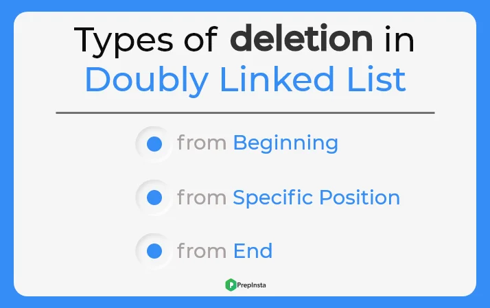 Types of deletion in doubly linked list