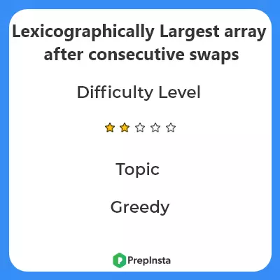 Lexicographically Largest array after consecutive swaps