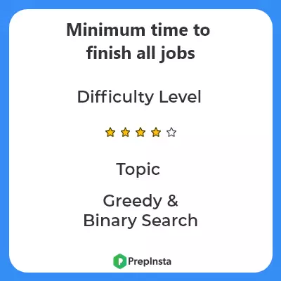 Minimum time to finish all jobs Problem Description