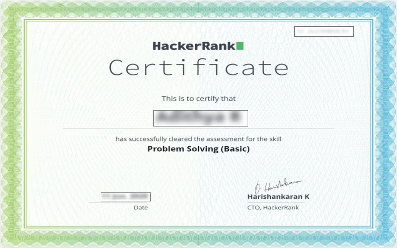 Sample hackerrank certificate