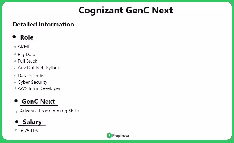 Cognizant GenC Next Recruitement process Skills required