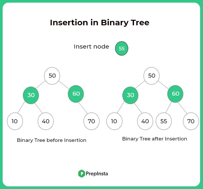 Insertion in binary tree in C