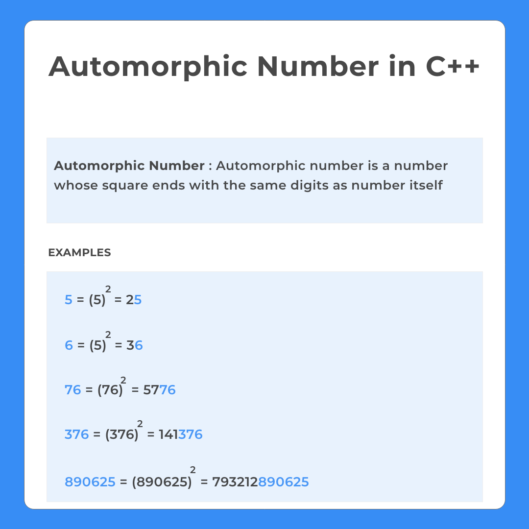 Automorphic Number in C