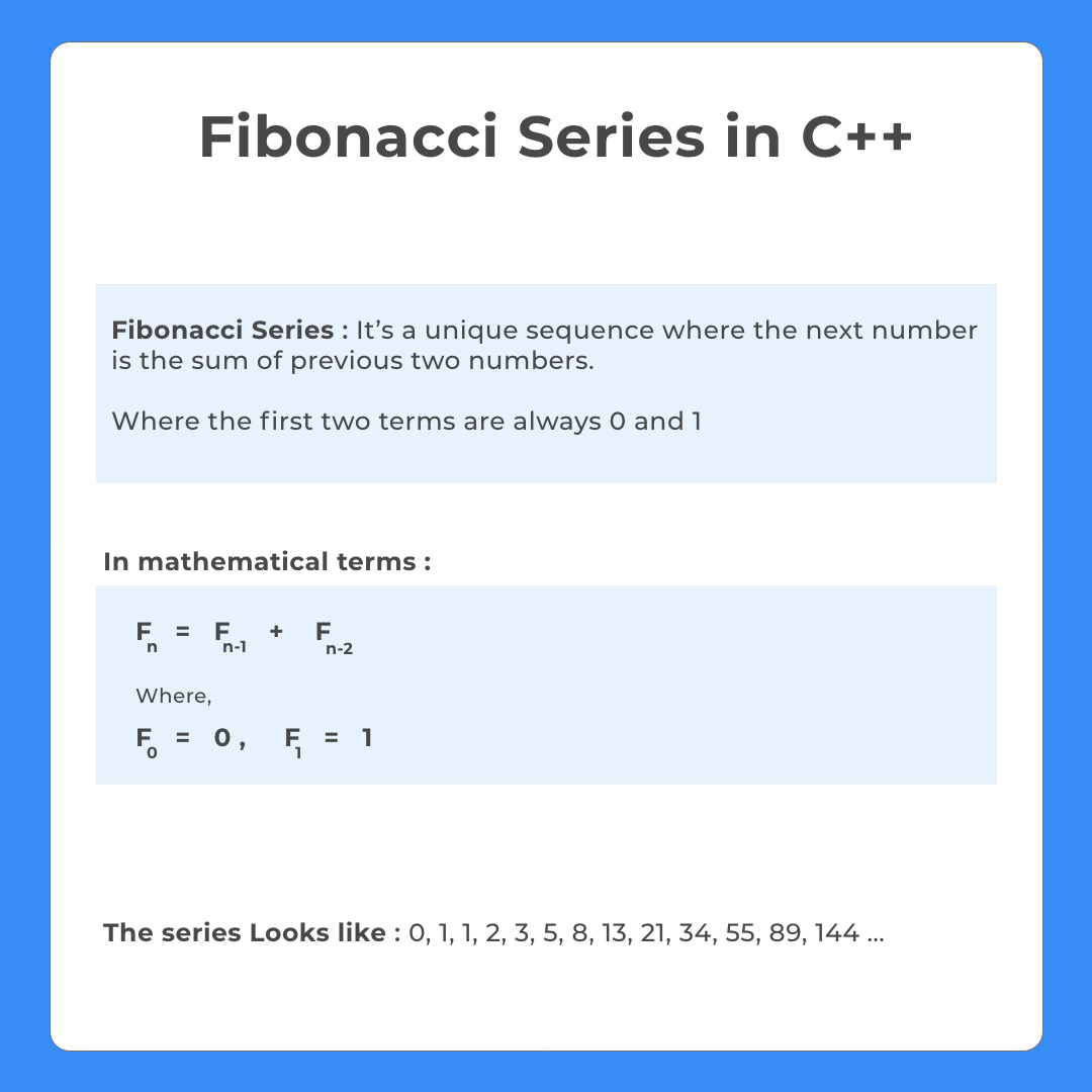 Fibonacci Series in C++