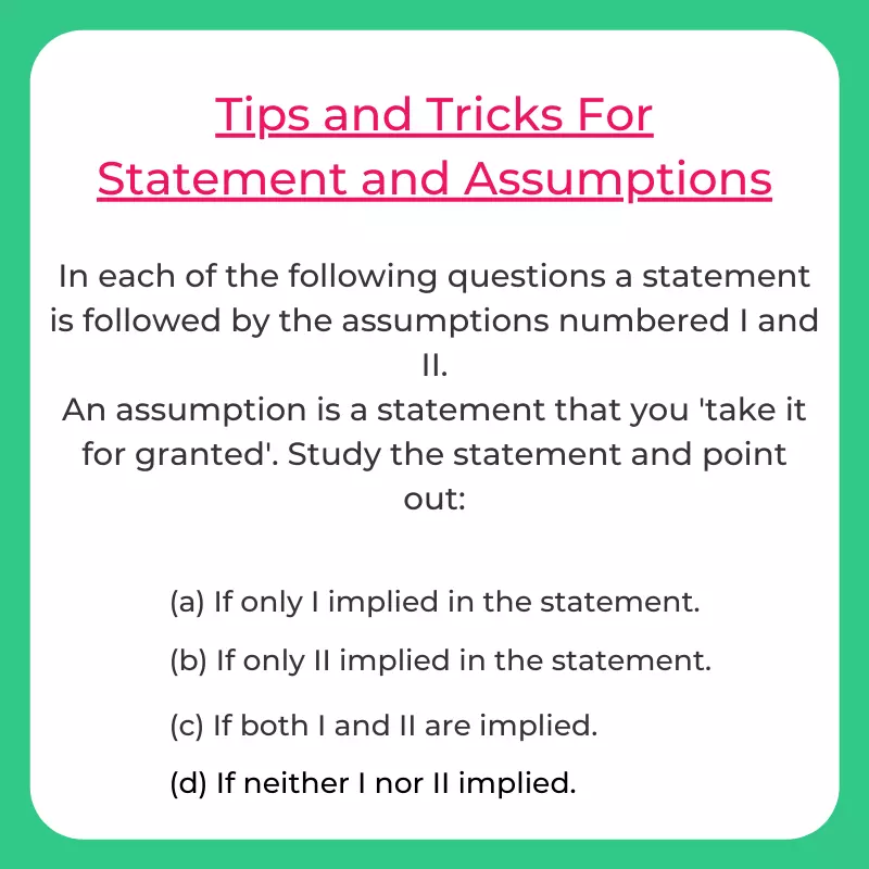 Shortcut for Statement and Assumptions