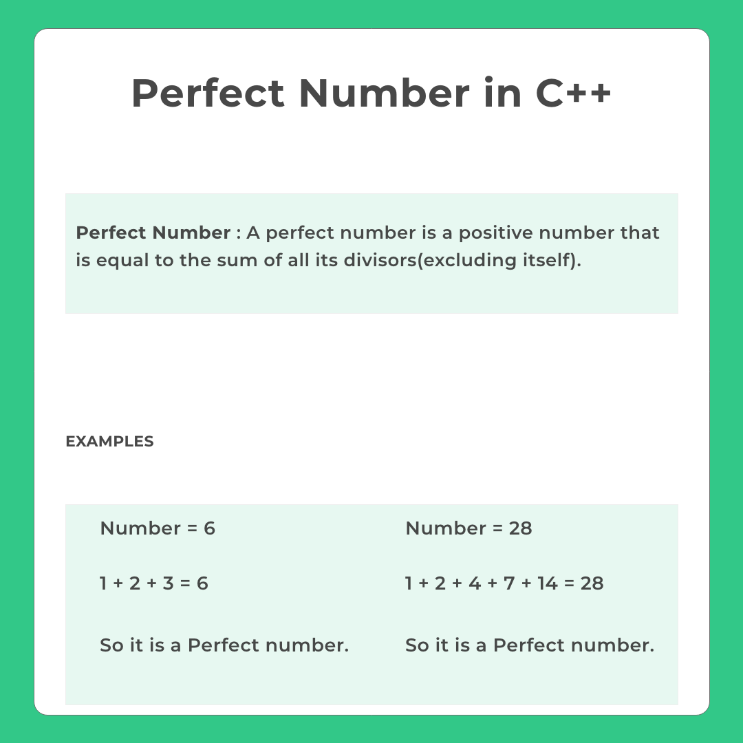 Perfect Number in C++