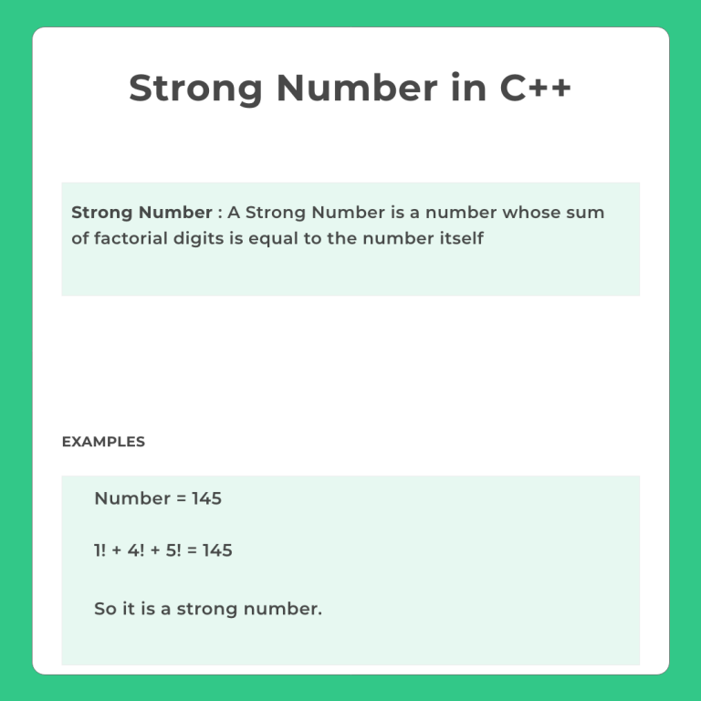 Strong Number in C++