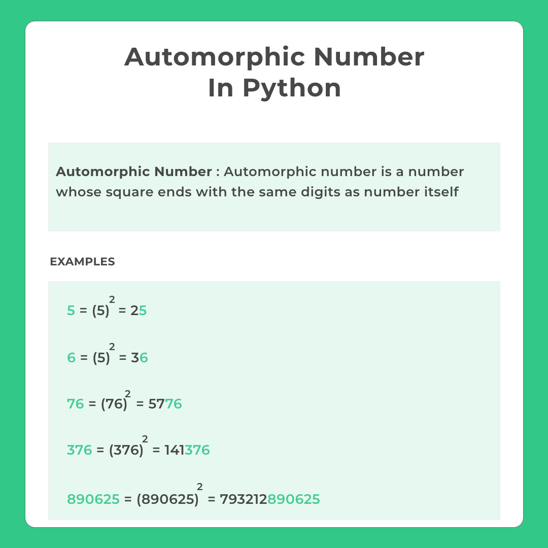 Automorphic NumberIn Python