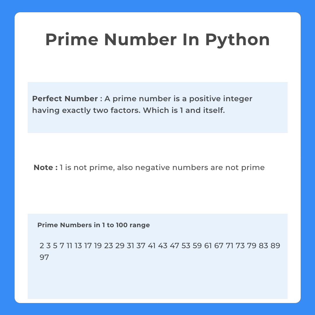 Prime Number Between 1 To100 In Python PrepInsta
