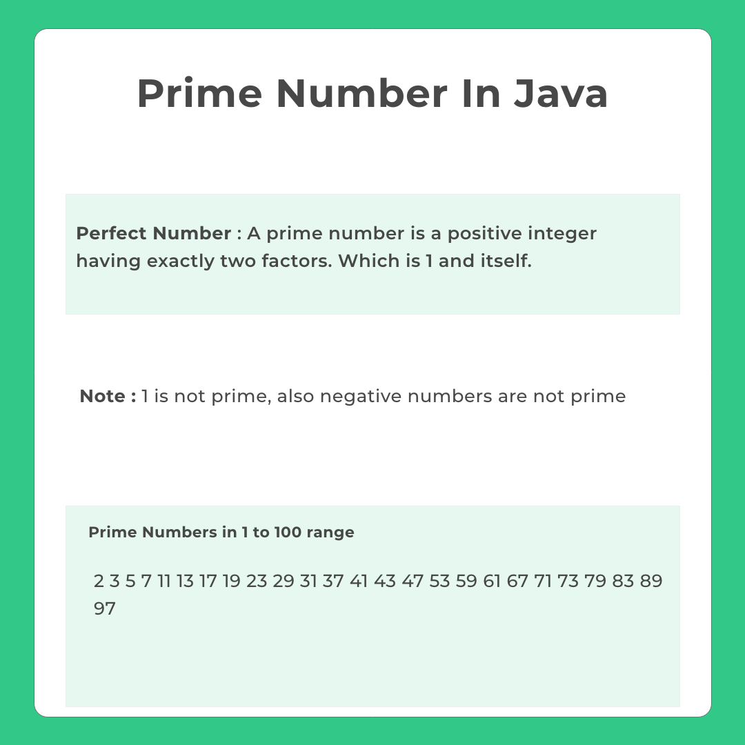 Prime Number Between 1 To 100 In Java PrepInsta