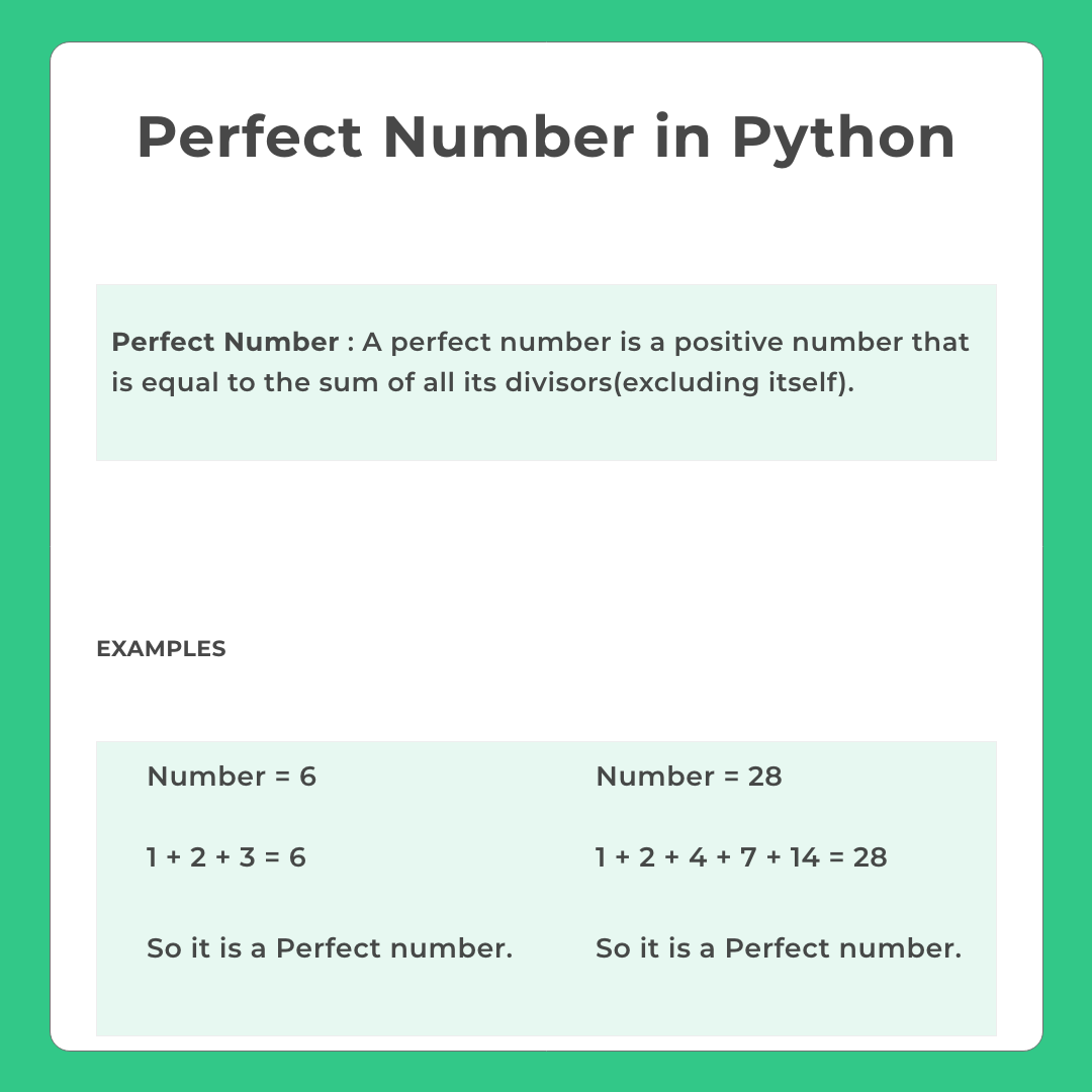 Perfect Number in Python