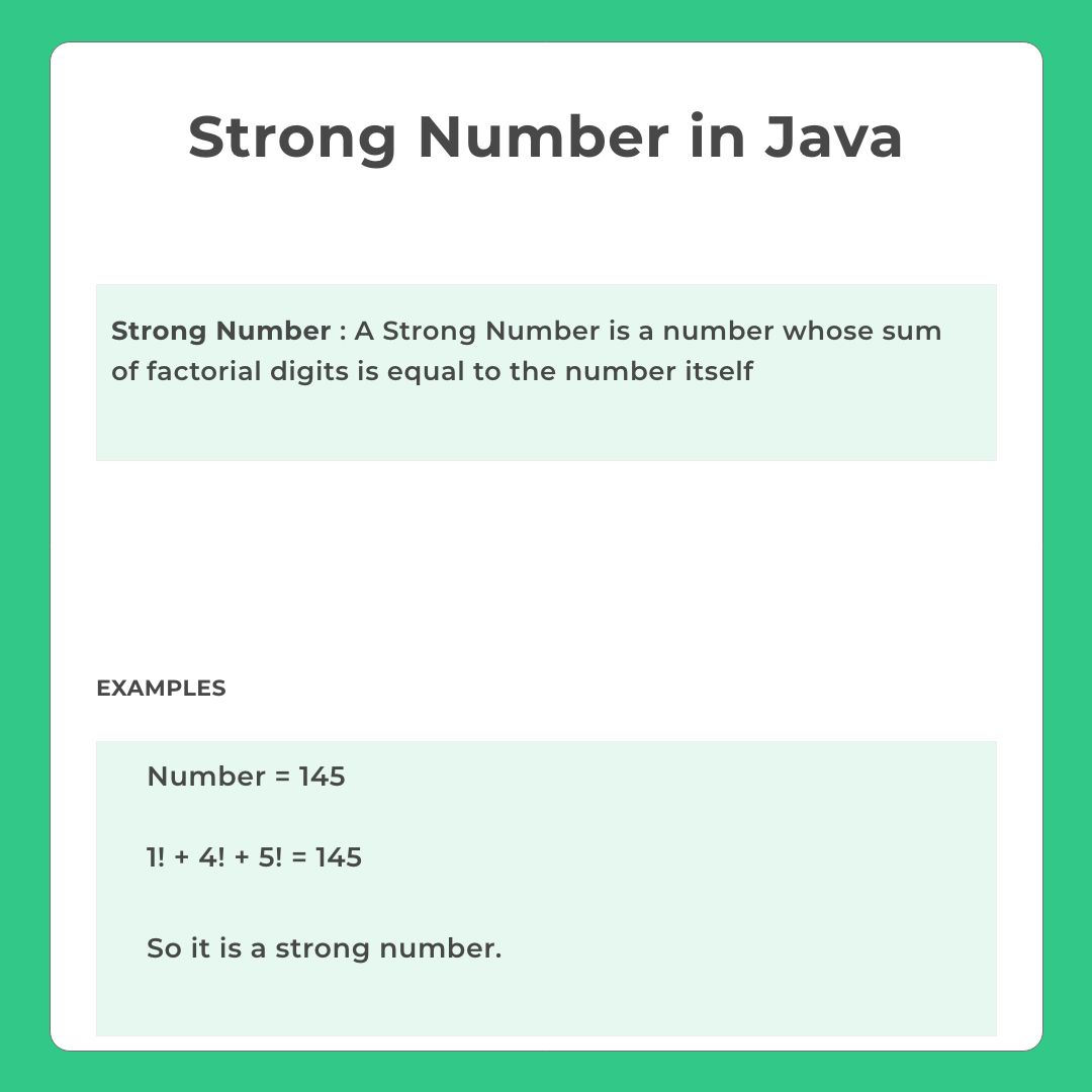Strong Number in Java