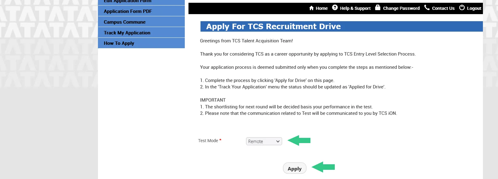 TCS ITP Registration Process 21